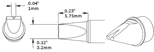 Картридж-наконечник для СV/MX, клин с выемкой, 3.2х5.75мм