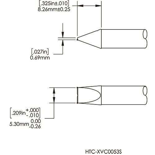 Картридж-наконечник для СV/MX-HTD, клин с выемкой, 5.3х8.3мм (замена HTC-7VC0053S)