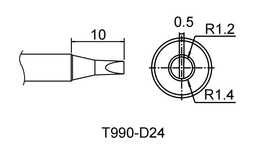 Картридж-наконечник для ST-909, клиновидный 2.4 х 10 мм