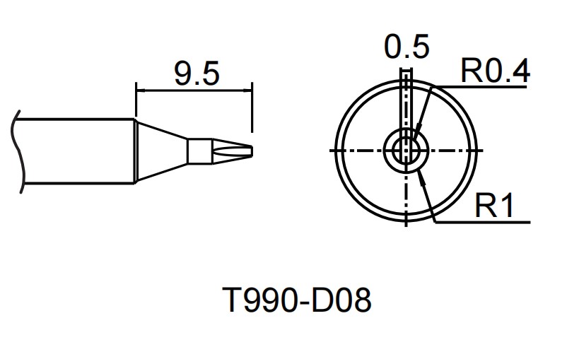 Картридж-наконечник для ST-909, клиновидный 0.8 х 9.5мм