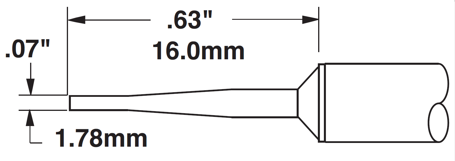 Картридж-наконечник для СV/MX, клин удлиненный 60°, 1.78х16.0мм (замена STTC-142)