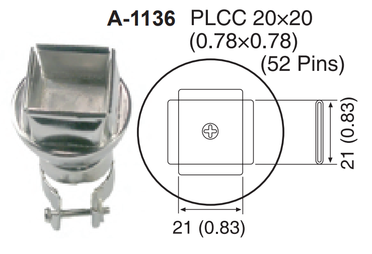 Насадка-сопло A1136, PLCC 52, 20x20мм