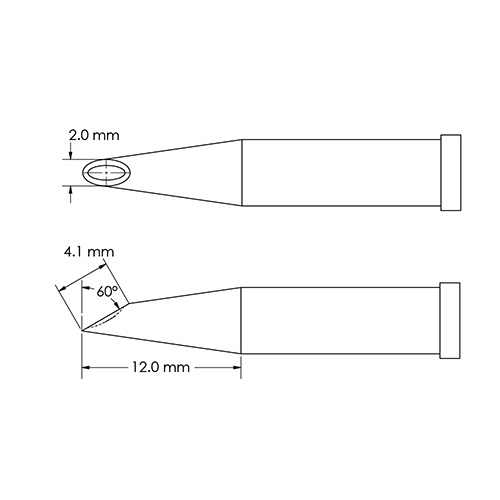 Наконечник GT4, миниволна, вогнут. 2.0X12.0MM, 60град.