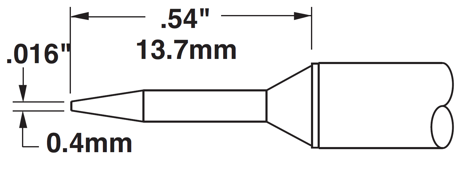 Картридж-наконечник для СV/MX, конус тонкий удлиненный 0.4х13.7мм (замена STTC-806V1)