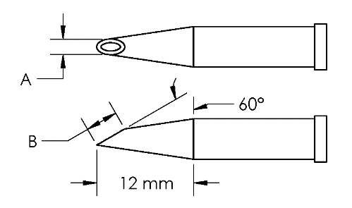 Наконечник GT4, миниволна, вогнут. 1.5X12.0MM, 60град.