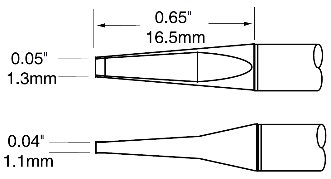 Картриджи-наконечники для CV/MX-PTZ, шпатель, 1.27х16.5мм (комплект) (замена PTTC-602)