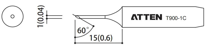 Наконечник для ST-60/80/965, косой срез 1.0 х 15мм