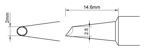 Наконечник для PS900, миниволна с углублением 2.5х13.8мм, серия F