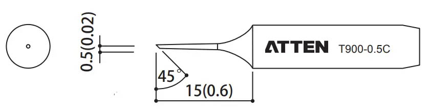 Наконечник для ST-60/80/965, косой срез 0.5 х 15мм