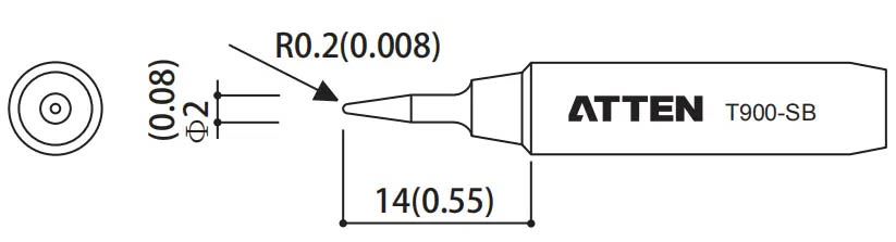 Наконечник для ST-60/80/965, конус тонкий 0.4 х 14мм
