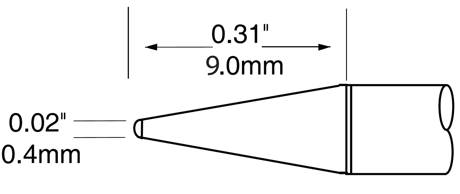 Картридж-наконечник для MX-UF, конус удлиненный, 0.4х9.0мм