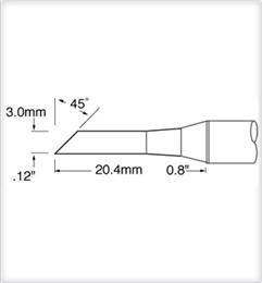 Наконечник для PS900, миниволна удлиненная, 3х20.4мм, серия C