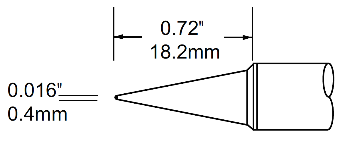 Наконечник для PS900, конус удлиненный 0.4х18.2мм, серия T