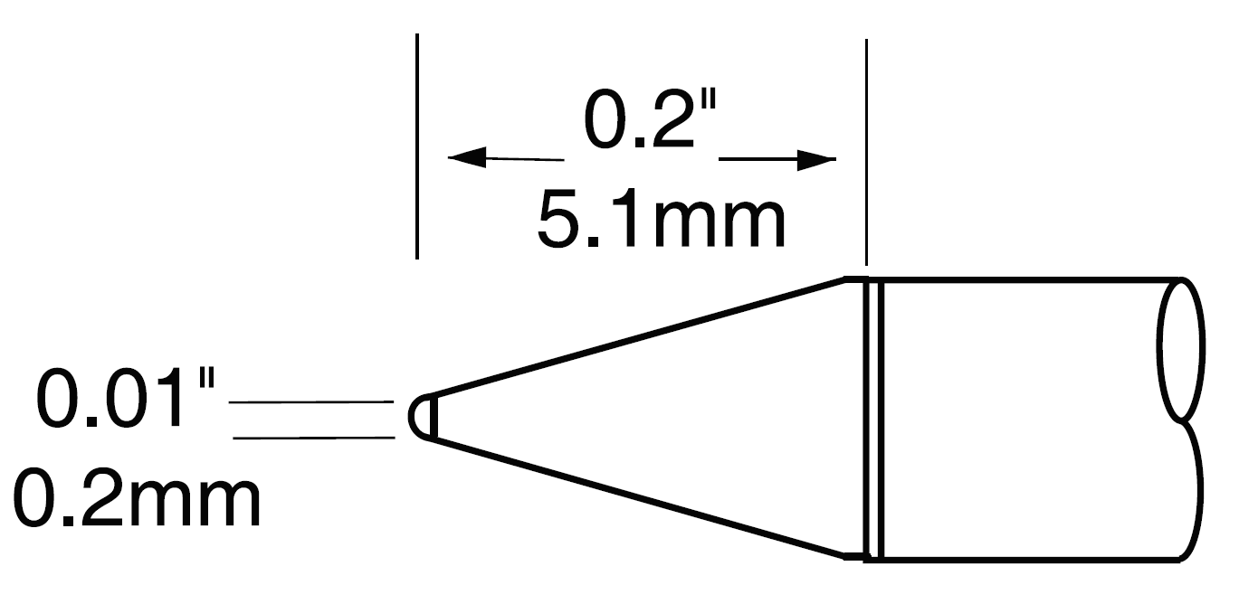 Картридж-наконечник для MX-UF, конус, 0.2х5.0мм