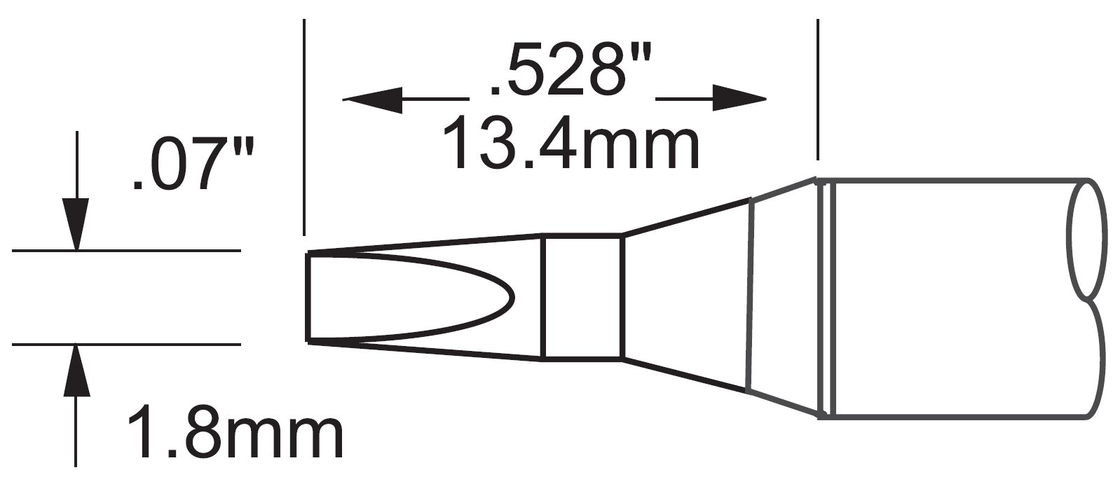 Наконечник для PS900, клин удлиненный 1,8х13.4мм, серия C