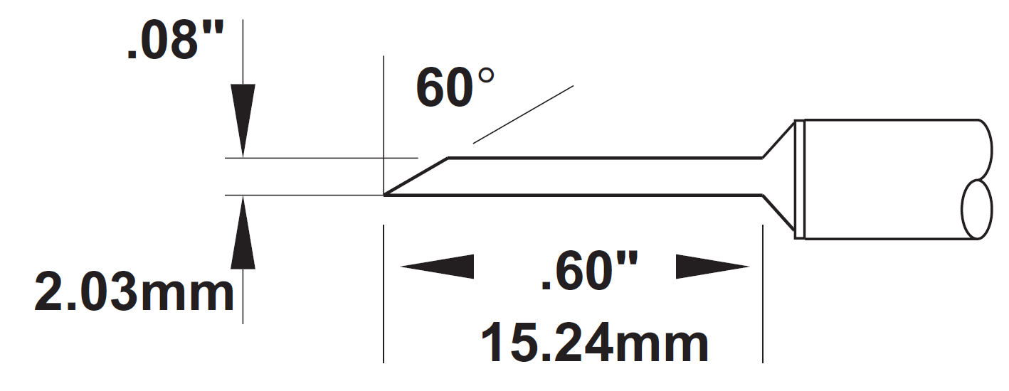 Картридж-наконечник для СV/MX, миниволна удлинненный 2мм (замена SMTC-5169)