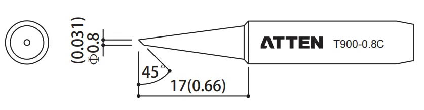 Наконечник для ST-60/80/965, косой срез 0.8 х 17мм