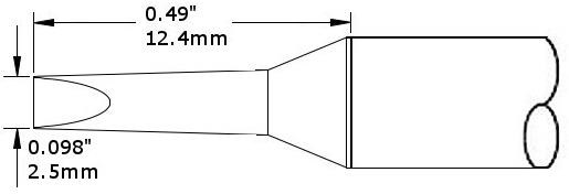 Картридж-наконечник для СV/MX, клин удлиненный, 2.5х12.4мм