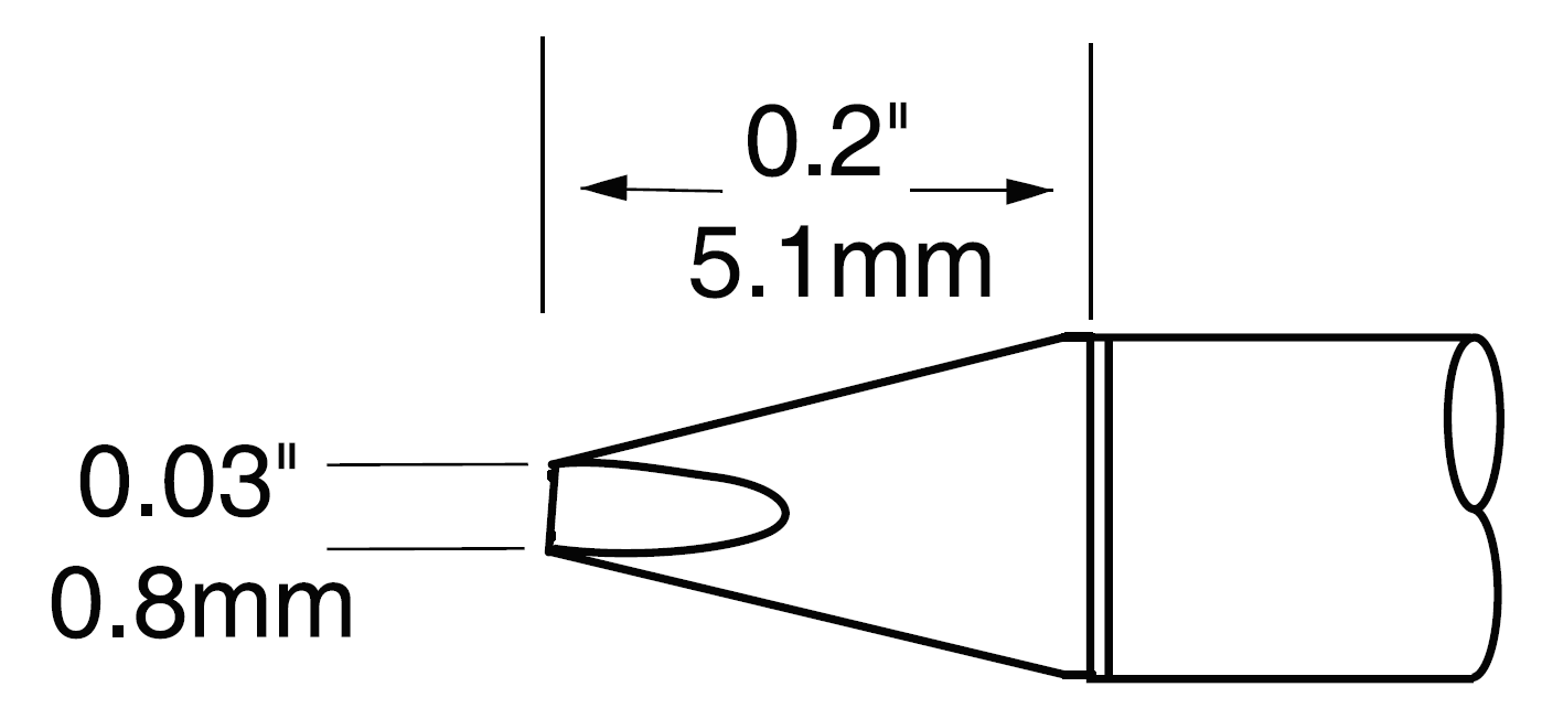 Картридж-наконечник для CV-UF, клин, 0.8х5.1мм