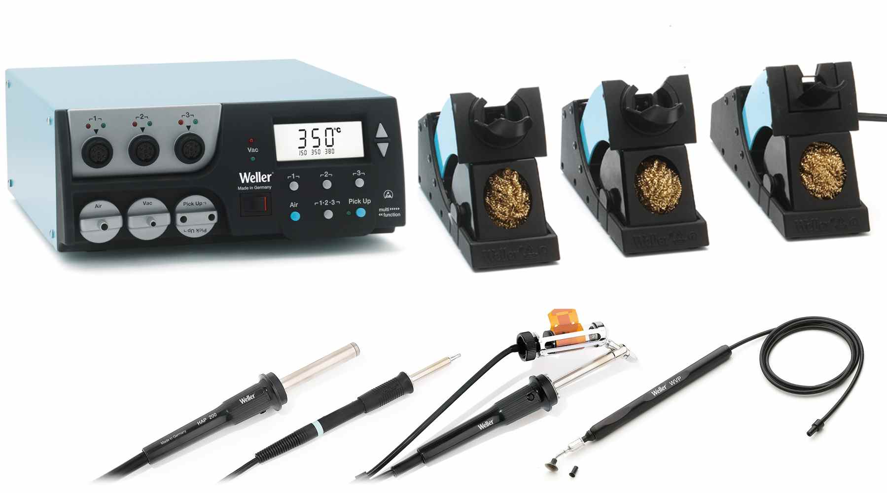 Паяльная станция Weller WR 3000M Set, 400Вт, три канала (WR 3M, WP 80, DSX 80, HAP 200, WVP)