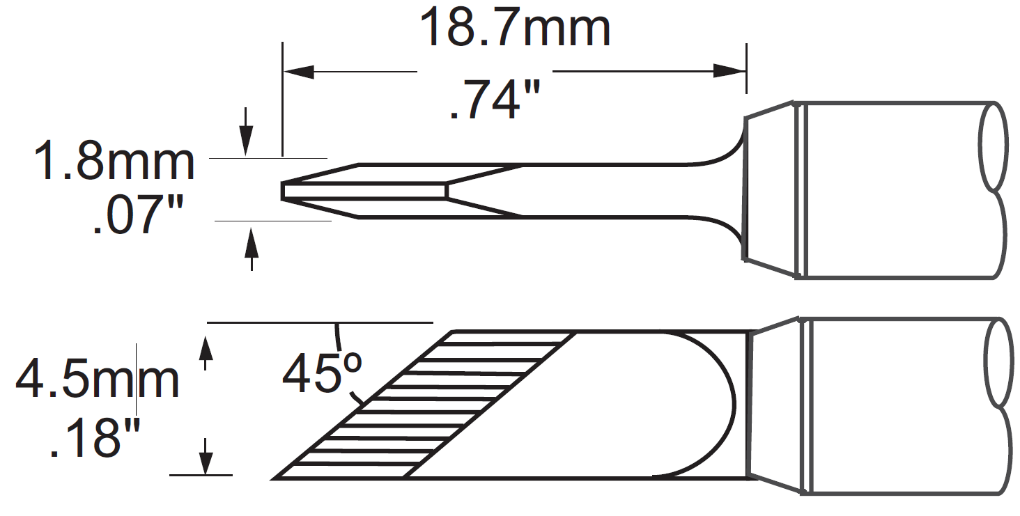 Наконечник для PS900, ножевидный удлиненный 4.5х18.7мм, серия C