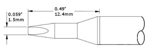 Картридж-наконечник для СV/MX, клин удлиненный, 1.5х12.4мм