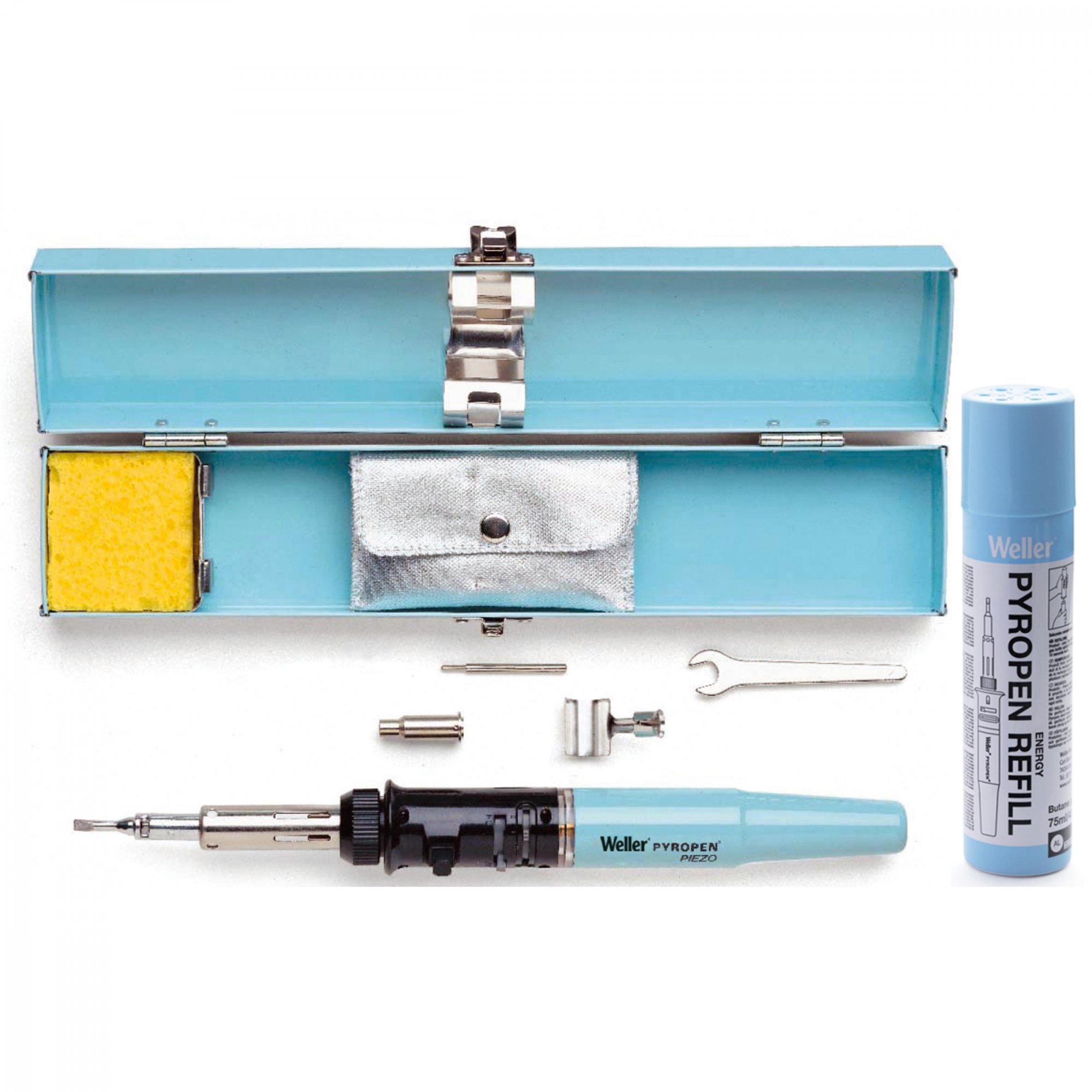 Газовый автономный паяльник Weller PYROPEN Piezo, пьезоподжиг, с кейсом и насадками, с газом