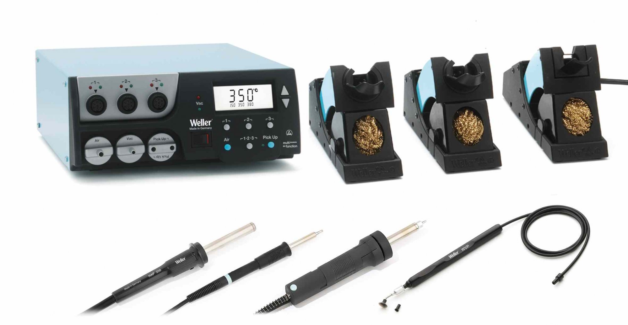Паяльная станция Weller WR 3000M Set vertical, 400Вт, три канала (WR 3M, WP 80, DXV 80, HAP 200, WVP
