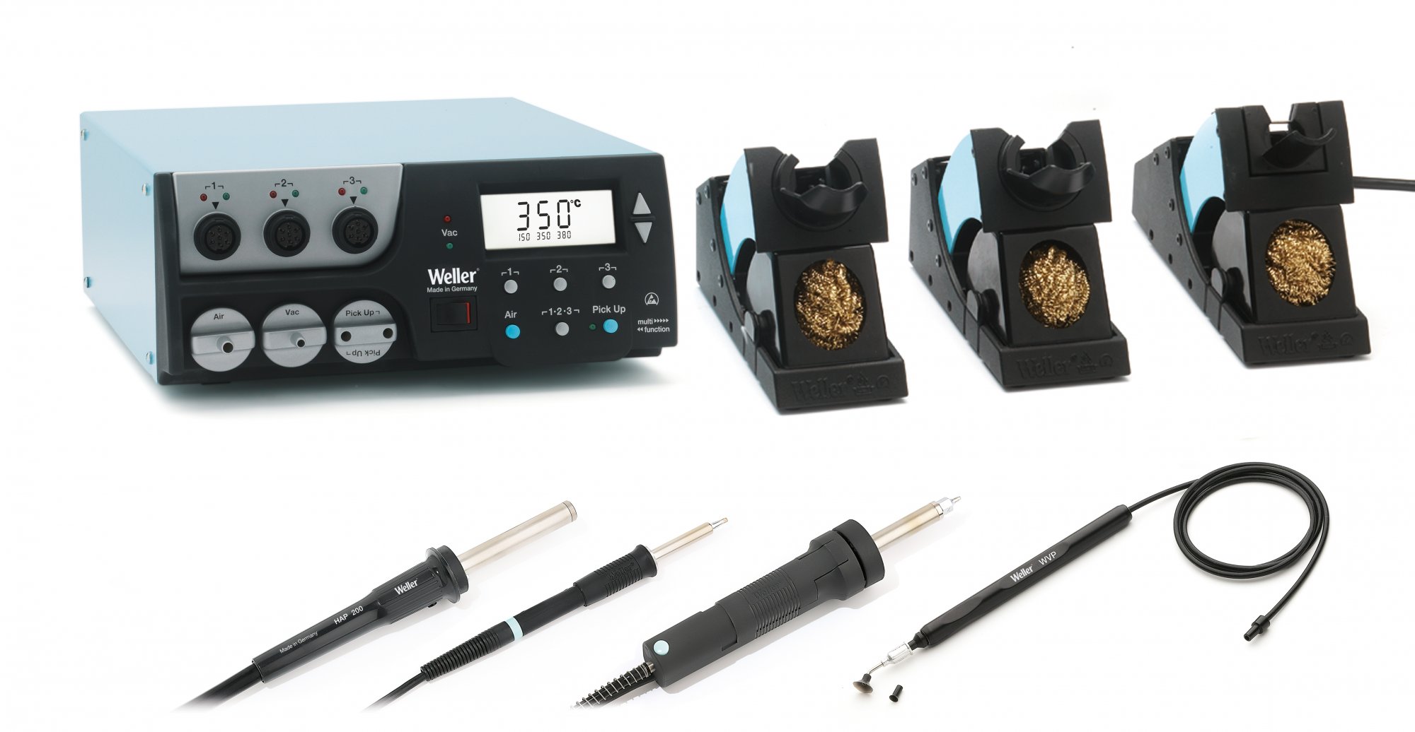Паяльная станция Weller WR 3000M Set vertical, 400Вт, три канала (WR 3M, WP 80, DXV 80, HAP 200, WVP